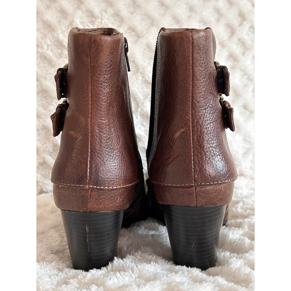 Born Womens Traipse Boot Size 8.5 Brown Leather Bootie Block Heel Never Worn - Picture 4 of 7